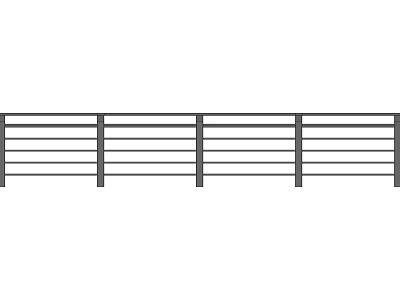 Modern Metal Fence Structure with Horizontal Rails and Vertical Support Posts 3d model