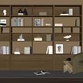 Modern Bookcase Middle Ancient Bookcase 3d model