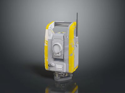 Electronic Surveying Instrument With Gray And Yellow Design Built In Antenna And Stable Base 3d model