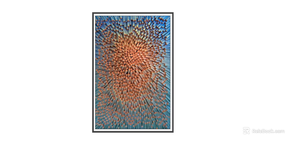 Abstract Wall Art With 3D Textured Orange And Blue Gradient Design 3d model
