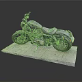 Stylish Black Cruiser Motorcycle Displayed On Gray Stone Slab Against Dark Backdrop