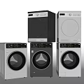 Modern Stainless Steel Front Load Washing Machines With Sleek Design And Digital Control Panels