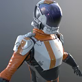 Astronaut Space Suit Design In Orange And White With Three Angles View For Space Exploration