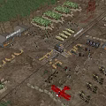 Scenic Outdoor Camp Area With Tents Trees Red Airplane Vehicles And People