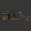 Rusty Modified Off Road Car With Large Tires Exposed Frame And Worn Body 3d model
