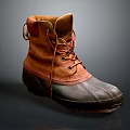Brown and Green Leather Boots With Lace Up Design And Durable Rubber Sole