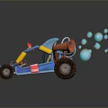 Blue Off Road Car With Large Tires Colorful Decorations And Bubbles Around