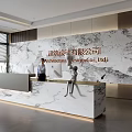 Modern company front desk background wall reception area bar desk reception desk hall simple lobby 3d model