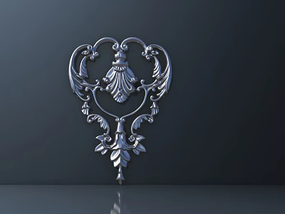Heart Shaped Metal Carving With Intricate Floral Scrolls And Pendant Details 3d model