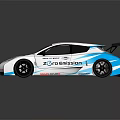 Nissan ZEOD RC Racing Car With White Blue Livery And Aerodynamic Features