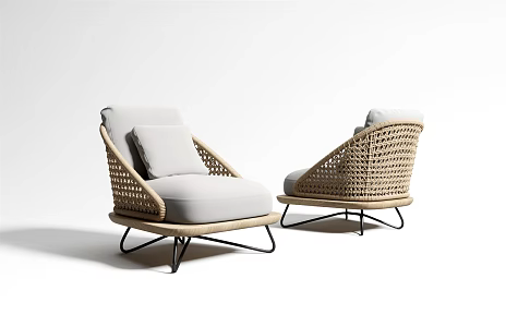 Modern Single Sofa Rattan Casual Chair 3d model