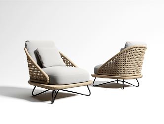 Modern Single Sofa Rattan Casual Chair 3d model