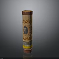 Cylindrical Feches La Mancha Package With Orange Red Design And Character