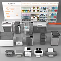 Modern Diverse Office Appliance Showcase Featuring Printers Copiers And Scanners