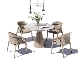 Modern Table and Chair Combination Casual Table and Chair 3d model