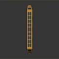 Orange Modern Train with Solar Panels on Top and Side Windows and Doors