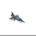 Light Blue And Gray Fighter Jet With Sharp Nose Cockpit And Extended Landing Gear