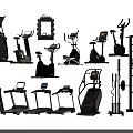 Essential Sports Equipment Collection Featuring Treadmills Exercise Bikes Elliptical Trainers And Weight Racks