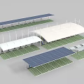 Modern Outdoor Solar Canopies With White And Blue Design For Parking Area