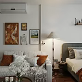 Warm Apartment Interior With Sofa Pillows Coffee Table Green Plant Paintings Floor Lamp And Bookshelf