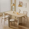 Cozy Light Colored Dining Table Set With Chairs White Vase Candle Blinds And Pendant Lights