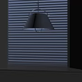 White Modern Pendant Light Hanging Near Window With White Blinds In Bright Interior Space