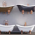 Elegant Freestanding Bathtub Designs With Copper Feet And Faucet In Various Colors