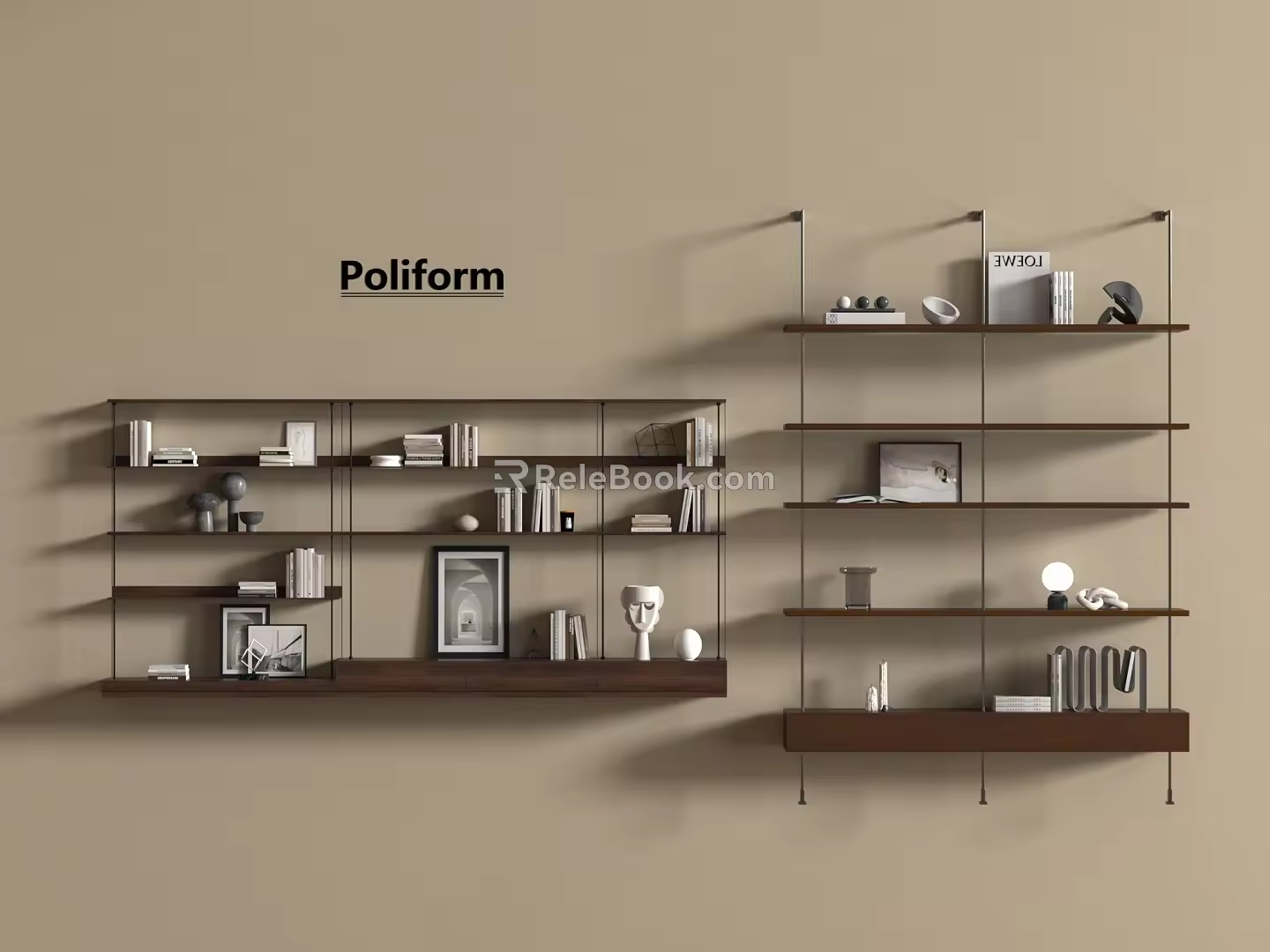 Middle Ancient Bookshelf Middle Style Bookshelf Storage Rack 3d model