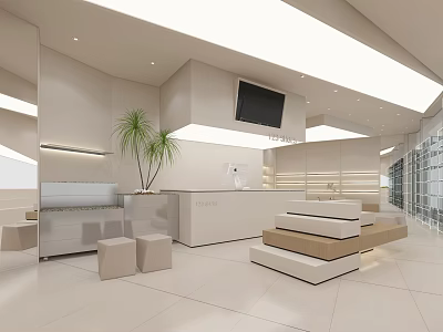 Modern Open Kitchen Specialty Store Interior With Island Counter And Cabinets 3d model