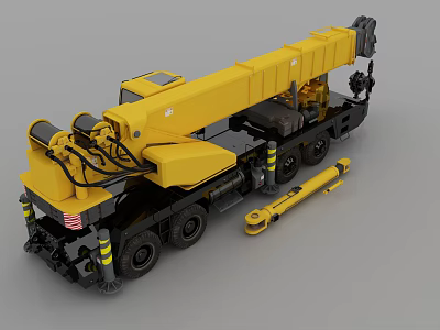 Yellow Mobile Crane Truck With Heavy Duty Wheels And Lifting Arm 3d model