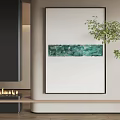 Green Abstract Painting With White Background For Modern Interior Wall Decor 3d model