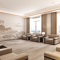 New Chinese Modern Light Luxury Conference Reception Room 3d model