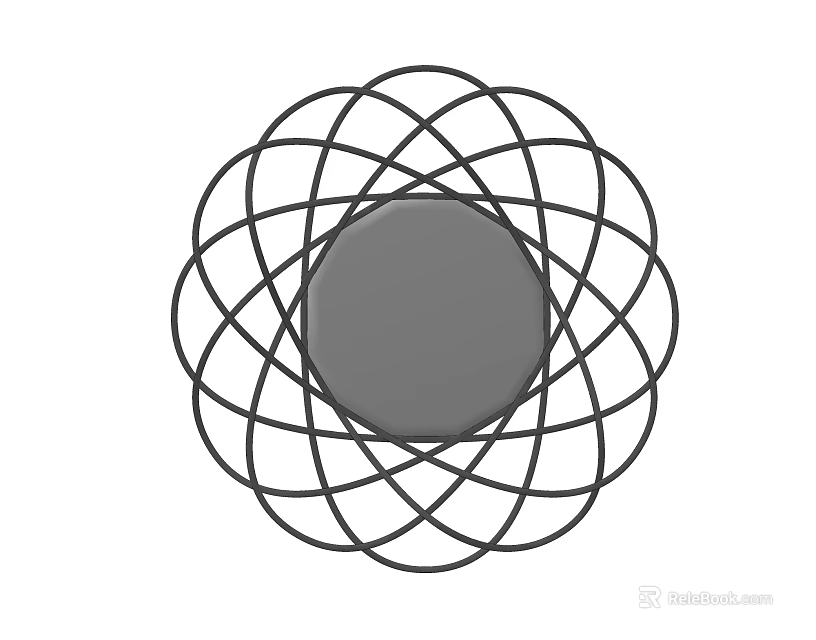 Modern Decorative Round Mirror With Intricate Interlaced Geometric Lines Design 3d model 