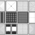 Modern Ceiling Lighting Fixture Combinations With Grille Panel And Strip Designs