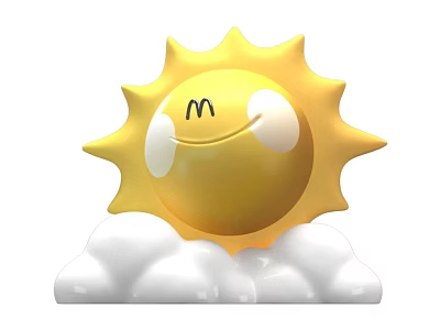Decorative Commercial Equipment with Yellow Sun Shape and Smiling Face on Cloud Base 3d model