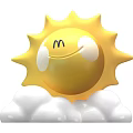 Decorative Commercial Equipment with Yellow Sun Shape and Smiling Face on Cloud Base