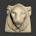 Hand Carved Stone Lion Head Sculpture With Detailed Classical Facial Features
