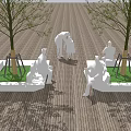 Modern tree pool tree pool seat 3d model
