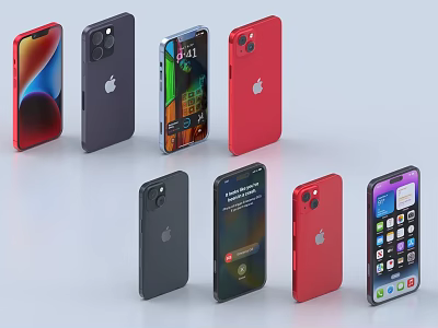 Apple Smartphones Collection With Various Colors Different Models Front Screens And Back Designs 3d model