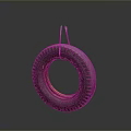 Hanging Old Tire With Rope On Gray Background Showing Worn Texture 3d model