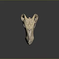 Feline Animal Skull With Metallic Golden Silver Surface And Visible Teeth Eye Sockets
