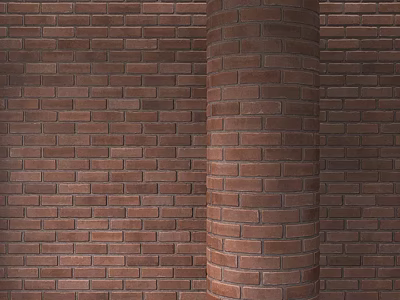Red Brick Wall and Column as Essential Structural Components in Construction 3d model