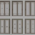 Various Modern Sliding Doors With Metal Frames And Decorative Glass Panels 3d model