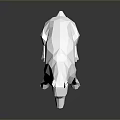 Low Poly White Dog Sitting On Reflective Black Background With Geometric Design