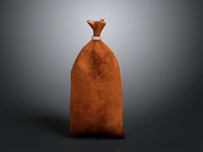 Brown Woven Storage Bag With Drawstring Top For Household Daily Use 3d model