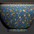 Blue Ceramic Bowl With Floral Bird Patterns As Decorative Accent For Home Furniture