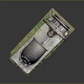 Old Rusted Electronic Device Parts Displayed on Mossy Industrial Base Stand