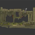 Ancient Moss Covered Stone Ruins With Scattered Blocks And Eroded Structure 3d model