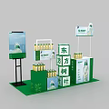 Oriental Leaf Tea Drinks Display Stand With Green Packaging And Product Arrangement