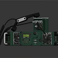 Green Black Industrial Mechanical Tool With Metal Frame And Cables 3d model
